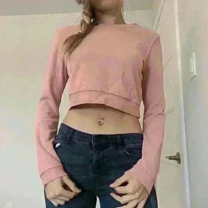 Divided, by H&M , Cropped crew neck Sweater, Pink,  Size Small